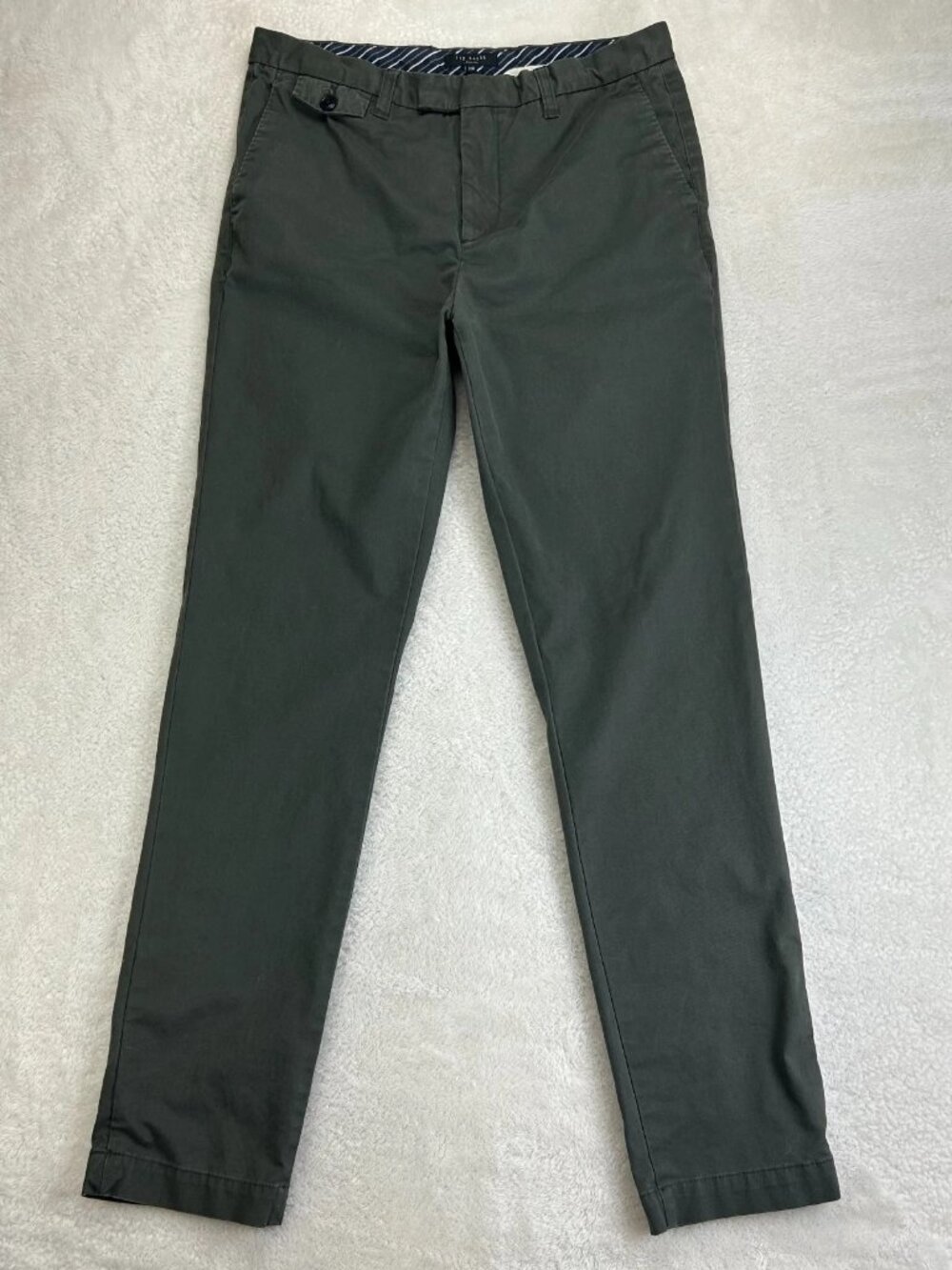 Ted Baker Genay Chino‎ Pants Mens 32R Dark Green Mid Rise Slim Flat Front Logo
